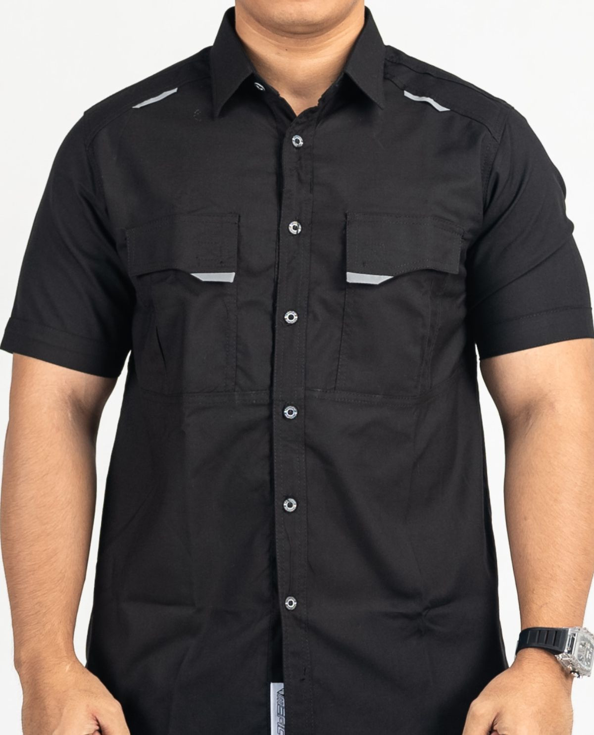 Kemeja Hitam Lengan Pendek Hitam