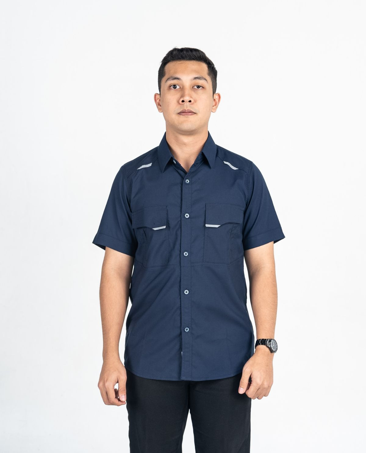 Kemeja Hitam Lengan Pendek Navy