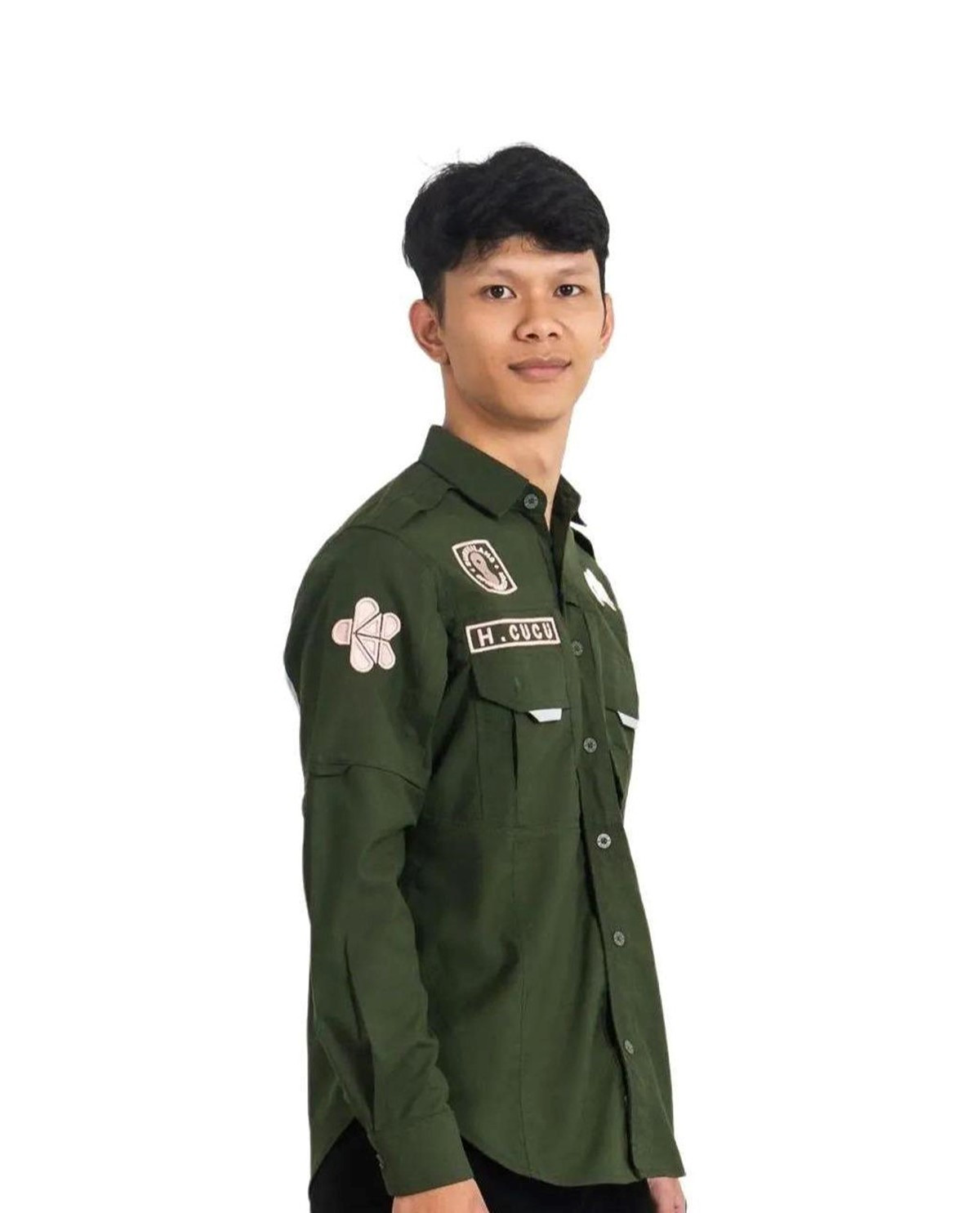 Kostum Kemeja Hijau Army Tactical Lengan Panjang Pria/Wanita Series Premium