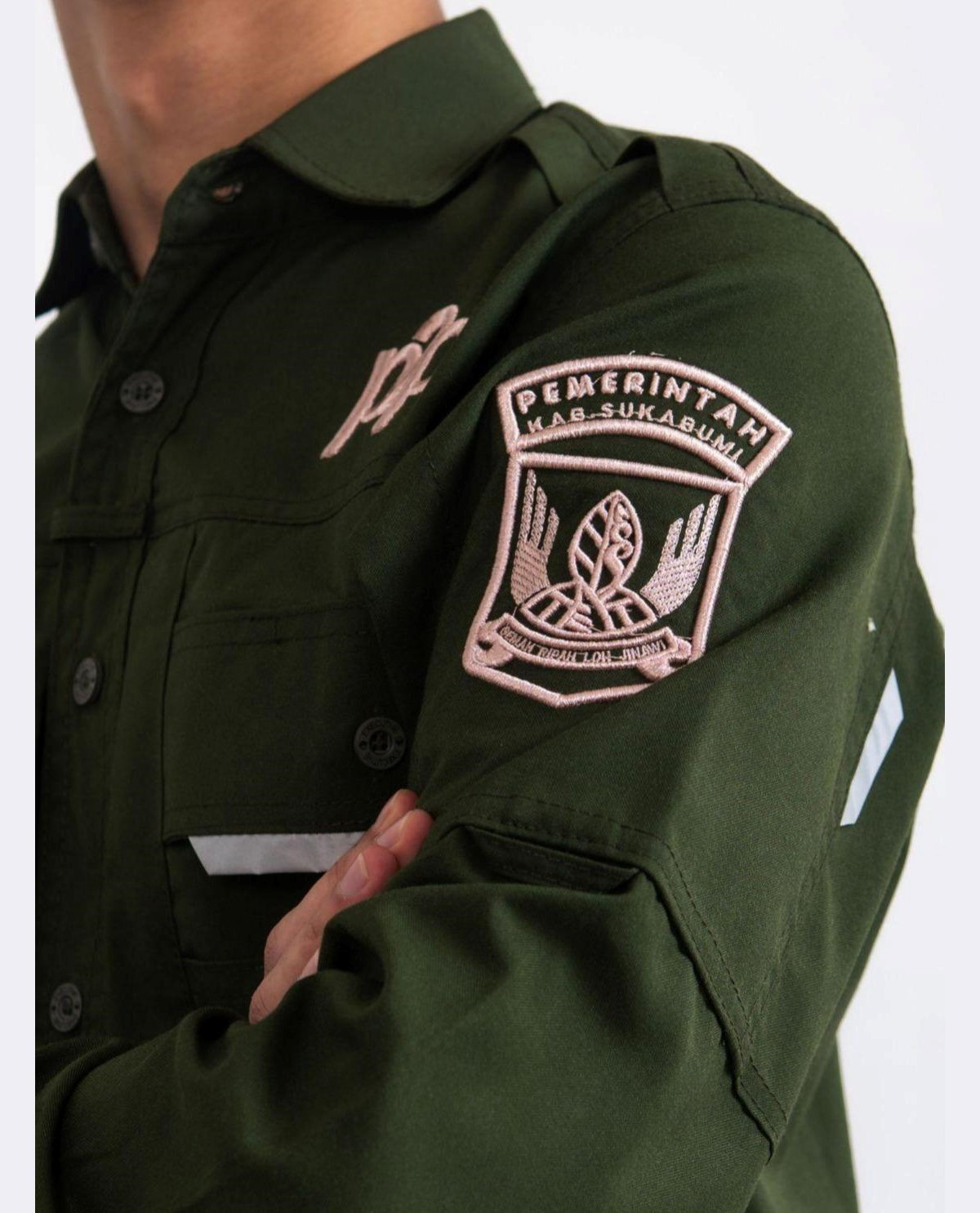 Kostum Kemeja Hijau Army Tactical Lengan Panjang Pria/Wanita Series Premium
