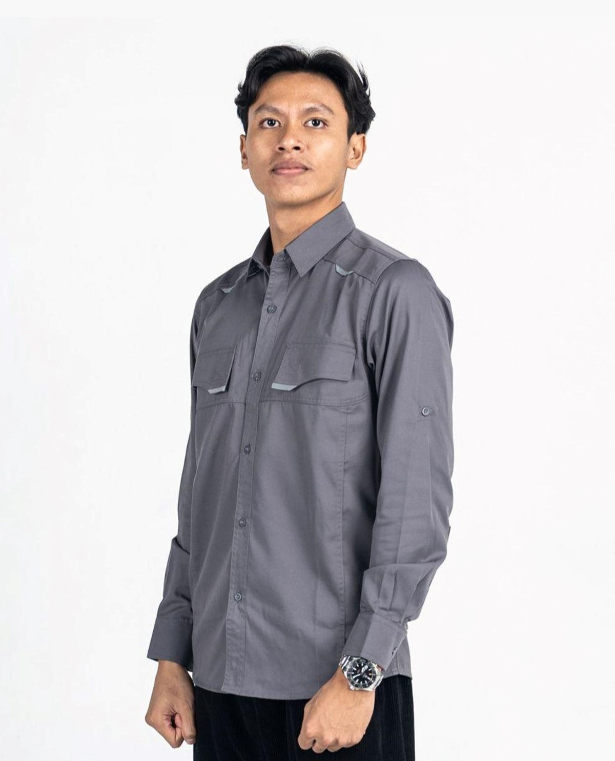 Kemeja Polos Warna Abu Lengan Panjang Series Balistik 1