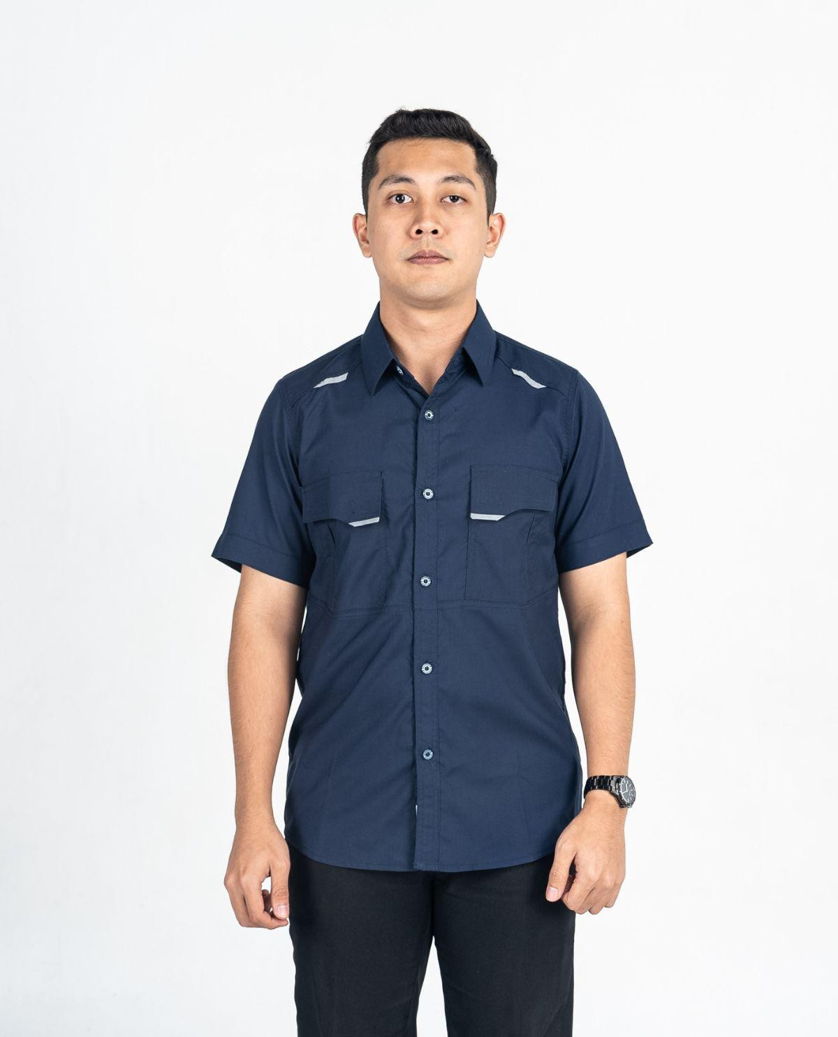 Kemeja Polos Lengan Pendek Warna Navy Series Balistic 2