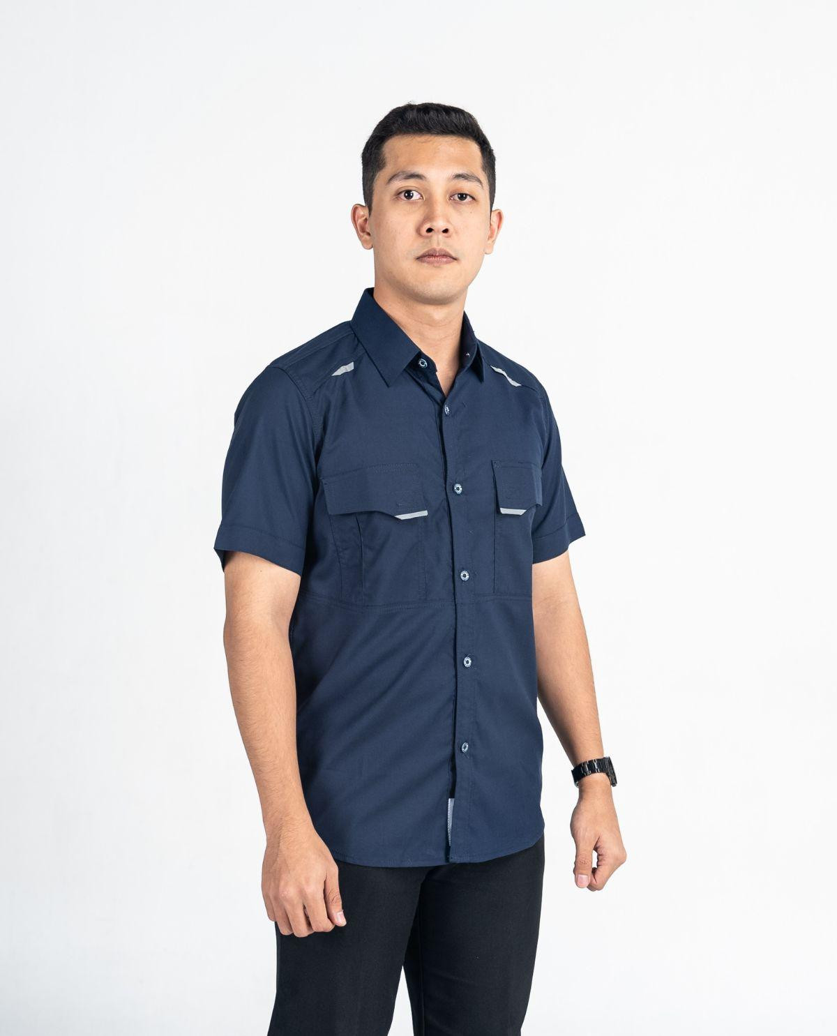 Kemeja Polos Lengan Pendek Warna Navy Series Balistic 2