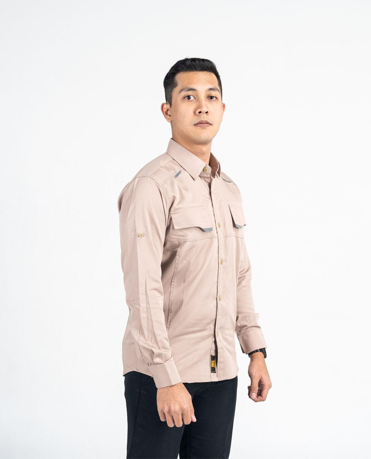 Kemeja Polos Lengan Panjang Warna Krem Untuk Pria Series Balistik 1